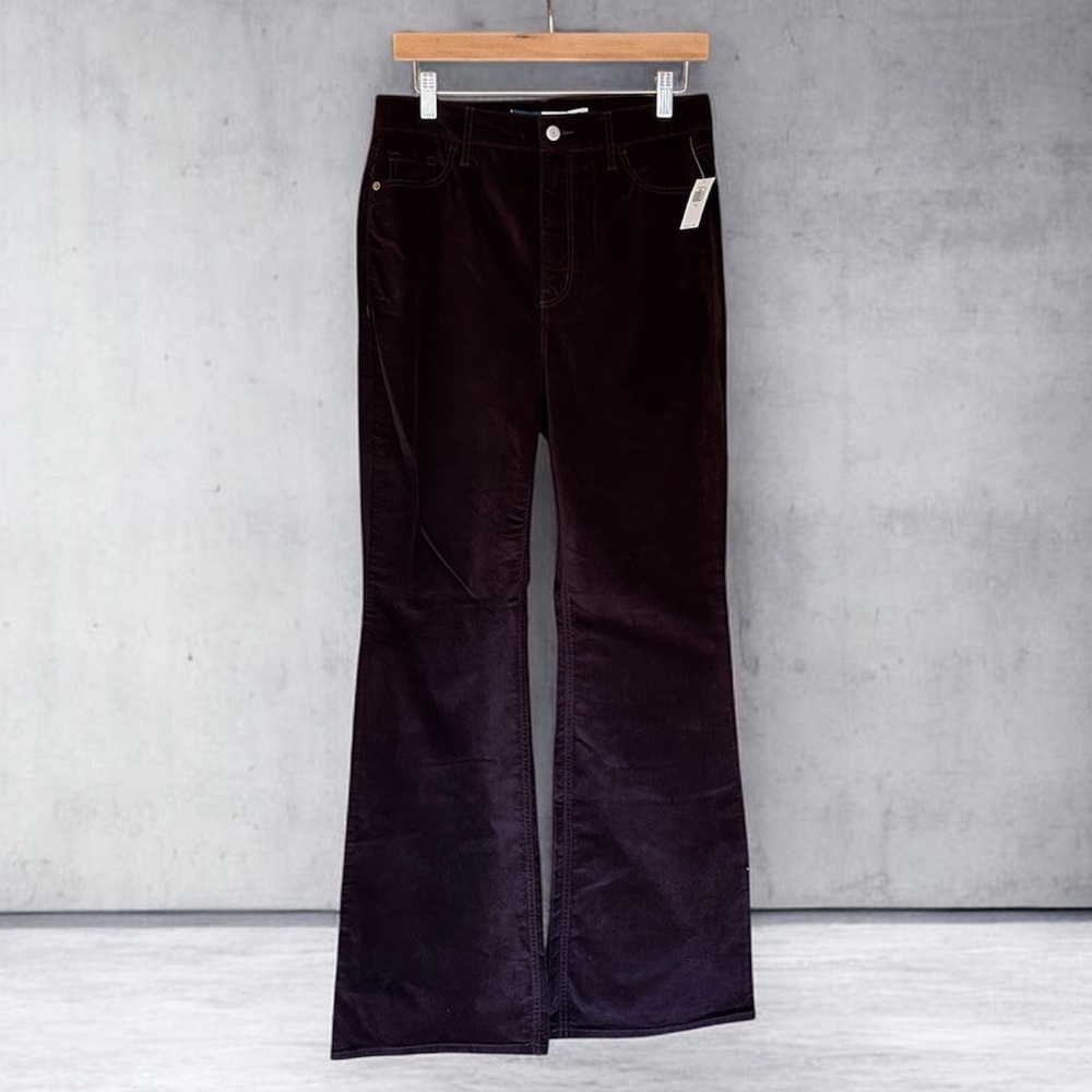 Old Navy Plum Velvet Higher High-Rise Flare Jeans Secret-Smooth Pockets Purple